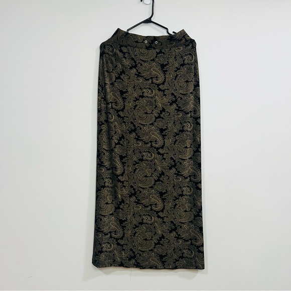 Vintage Susan Lawrence Paisley Black and Gold Maxi Skirt Victorian Layering - Picture 2 of 7